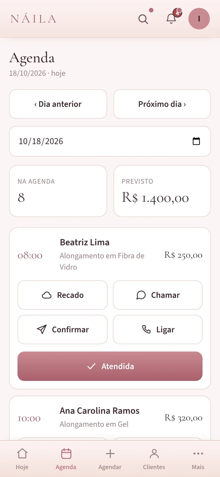 Agenda no celular